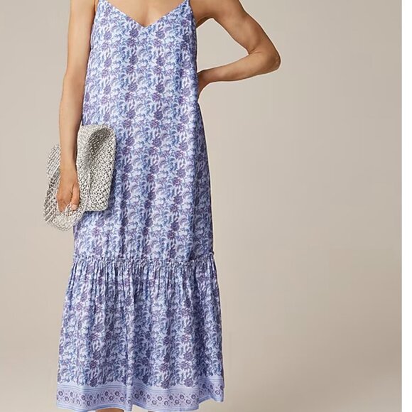 J. Crew Dresses & Skirts - J. Crew NWT Tiered dress in dusty periwinkle block print Size Medium
